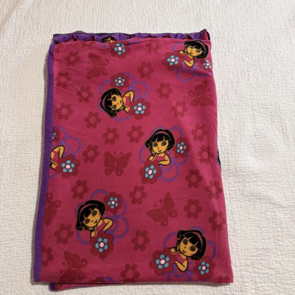 Dora the Explorer Dora Kids Girls Fleece Blanket Throw Pink Purple Novelty
